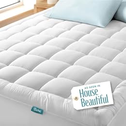 Bare Home Twin XL Mattress Topper Cotton Top - Twin Extra Long - Soft Plush Topper for Mattress - College Dorm Room Essentials - Cooling Breathable Air Flow - 8" to 21" Deep Pocket (Twin XL, White)