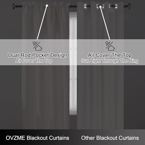 Image of Natural Room Darkening Curtains 90 Inches Long 2 Panels Set, Solid Thermal Insulated Soft Blackout Curtains for Bedroom, Dual Rod Pocket Window Treatments Drapes for Living Room, 2x50Wx90L