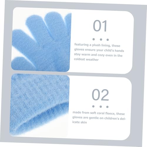 Kids Winter Knitted Gloves 4 Pairs Thickened Insulated Mittens Stretchy Coral Fleece for Boys and Girls Warm Cold Weather Accessories3