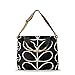 Orla Kiely Core Linear Zip Messenger Shoulder Bag, Black/Cream, One Size