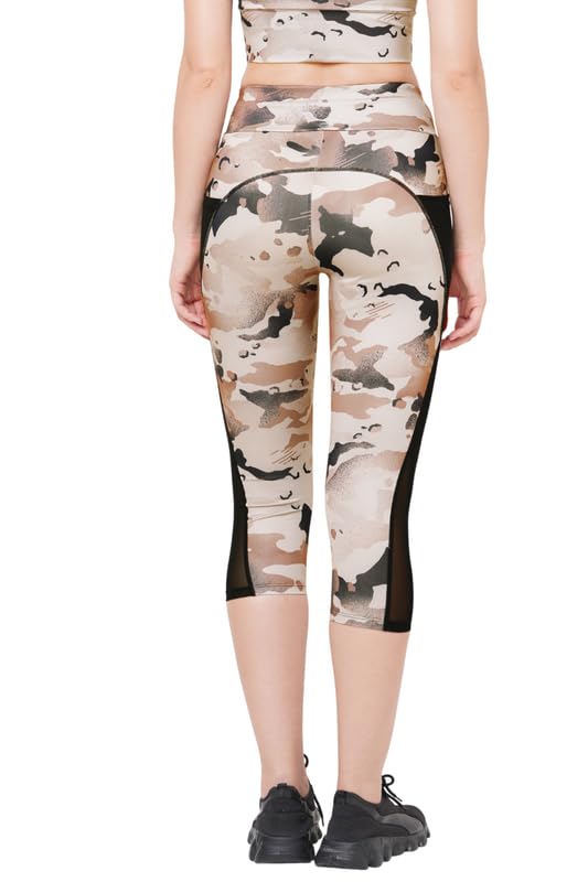 Image of JUST-Dry 3 /4 CAMO Printed MESH Workout Capri