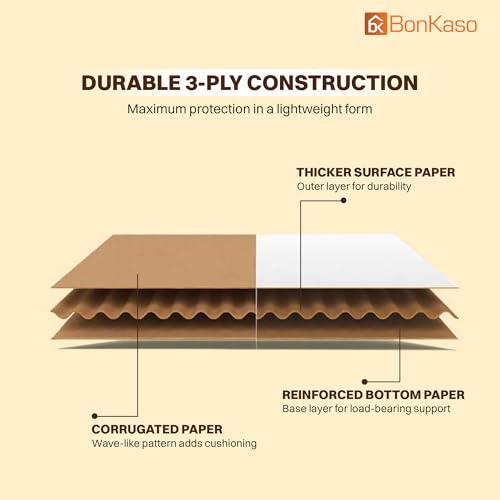 BonKaso 3-Ply Corrugated for Packaging | 15"x11"x9" (Pack of 5) | Brown Cardboard Packing for Shipping, Moving & Storage | Large Carton Boxes for Courier & Goods Transportation | Recycled