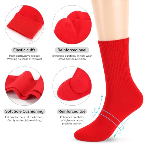 Image of Womens Colorful Basic Sock -Unique Knit Cotton Crew Socks 3 Pack