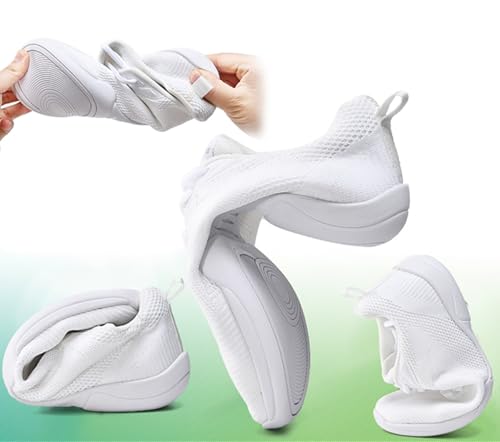 DADAWEN Adult & Youth White Cheerleading Dance Shoes Athletic Training Lightweight Competition Tennis Sneakers Cheer Shoes2