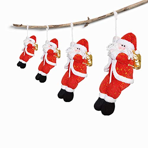 Fine Santa Claus Climbing on Rope Ladder for Christmas Tree Indoor Outdoor Hanging Ornament Decor Christmas Xmas Party Home Door Wall Decoration (D)
