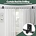 ZNONOX Curtain Rods No Drilling for Windows 30 to 90 Inches,5/8 Inch Diameter No Drill Curtain Rod Set with 3M Adhesive Brackets, Black
