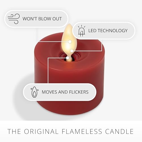 Image of Luminara 2-Pack Moving Flame LED Flameless Tealight (2 inch x 2 inch) Battery Operated Plastic LED Flameless Tea Light (Holiday Red)