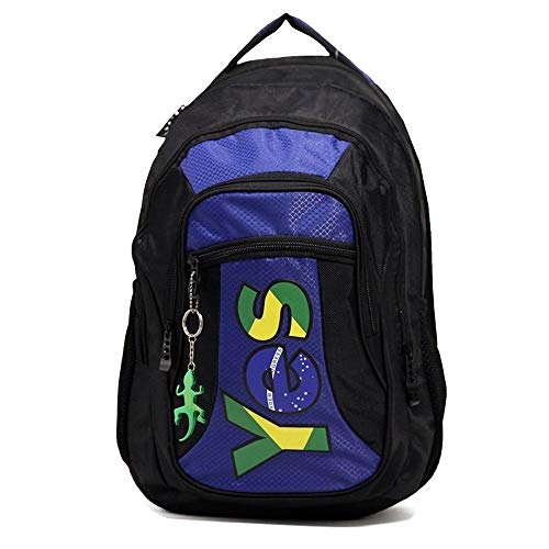 Mochila 4 Divisões com Bolso Frontal - Estampada PRETO AZUL