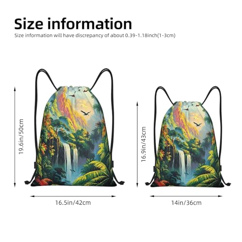 Tropical Rainforest Jungle Pattern Drawstring Backpack Bag Gym Backpack Basketball Bag For Women Men4