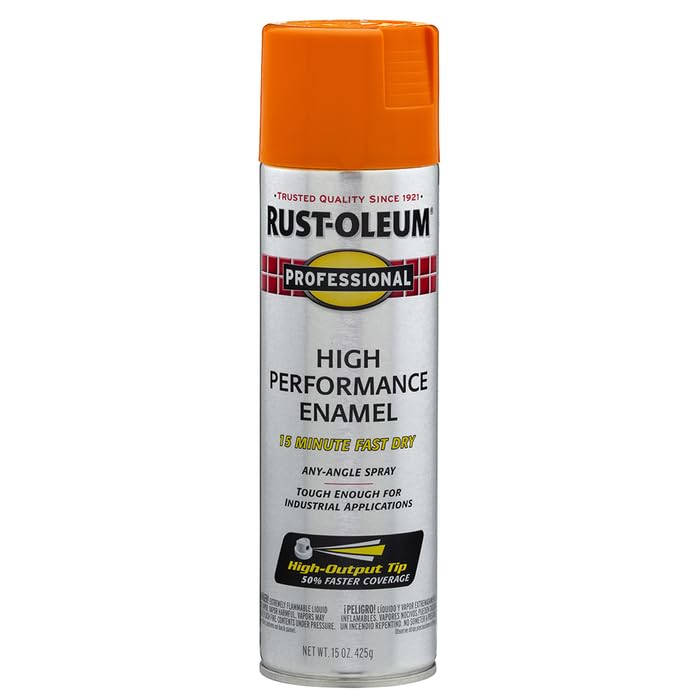 Image of Rust-Oleum 7555838-6PK Professional High Performance Enamel Spray Paint, 15 oz, Gloss Safety Orange, 6 Pack