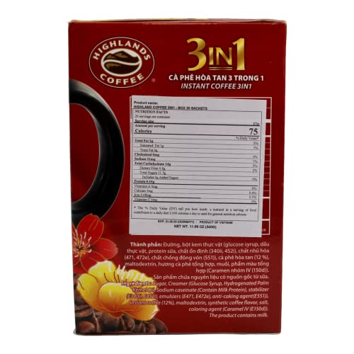 New 3IN1 Instant coffee - Highlands Coffee - 20 sticks x 17grams - Premium Vietnamese coffee
