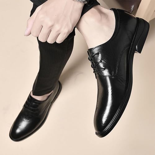 Mens Modern Fashion Oxfords Shoes for Men, Round Toe Lace-up Genuine Leather Comfort Dress Shoes for Wedding Office2