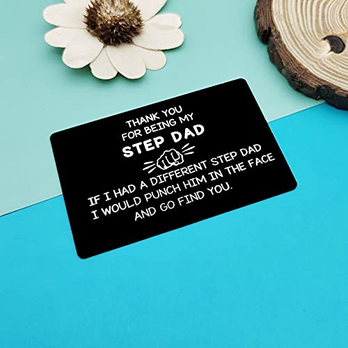 Step Dad Gifts from Daughter Son Engraved Wallet Card Gift for Bonus Dad Step Father Christmas Birthday Gift for Stepdad Wedding Gift Fathers Day Card Gift Funny Appreciation Gift for Step Dad4