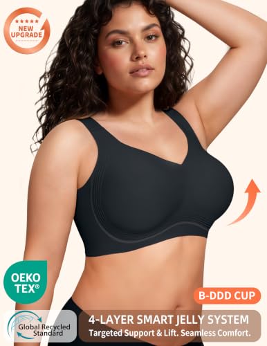 Image of PoseFree Jelly Bras for Women No Underwire, Supportive Wireless Comfort Bra, Full Coverage Back Smoothing Bra