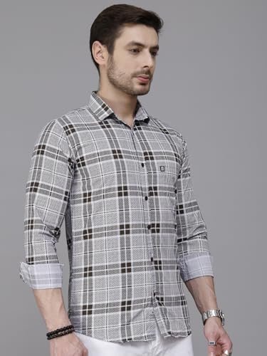 Image of Majestic Man Men's Comfort Slim Fit Pure Cotton Opaque Checked Casual Shirt