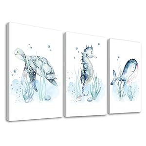 Leuke Baby Dier Foto’s Prints voor Kwekerij Muur Decor Jongens Slaapkamer Speelkamer Decoraties Aquarel Marine Leven…