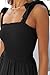 ZESICA Women's 2025 Summer Boho Spaghetti Strap Square Neck Solid Color Ruffle A Line Beach Long Maxi Dress,Black,Medium