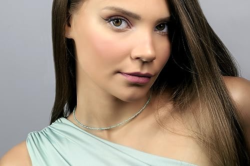 Collier de perles bleues délicates amazonite 2mm avec fermoir en or minimaliste