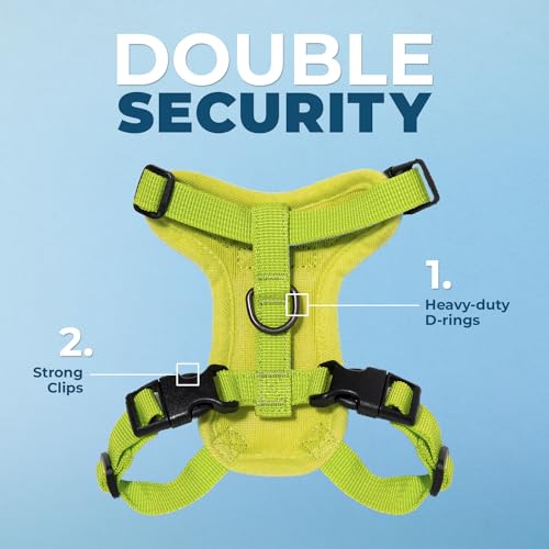 Image of Voyager Escape-Proof Step-in Lock Cat Harness & 5ft Neoprene-Handle Leash Set All-Weather Mesh with Reflective Stitching for Small to Large Cats by Best Pet Supplies, Lime Green, S