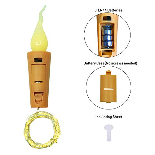 Lovenite Wine Bottle Lights, 8 Pack 20 Led Flameless Candle Cork Bottle String Light Battery Operated Silver Wire Mini Fairy Lights For Diy, Party, Christmas, Wedding Decor (Candle-Warm White) #TOP2