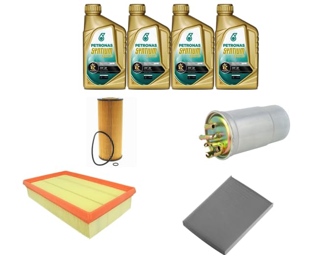 AOQ - KIT TAGLIANDO 4 FILTRI + 4 LITRI OLIO 5W30 COMPATIBILE CON AU A3 TDI, GOLF IV TDI, SE.TOLEDO TDI, SK. OCTAVIA TDI da '98>'10