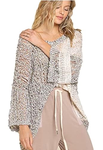 POL Clothing Women's Knitted Cardigan Sweater, Midnight Mushroom,