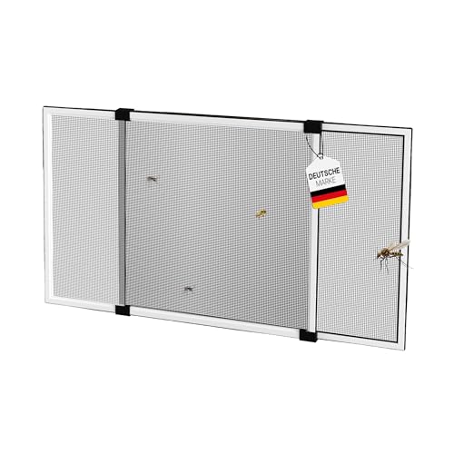 jarolift Insektenschutzrahmen Schiebfix Fliegengitter ohne Bohren für Fenster Türen mit Rollladen, Alurahmen, 75 x 50 cm (ausziehbar bis 142 cm), Weiß
