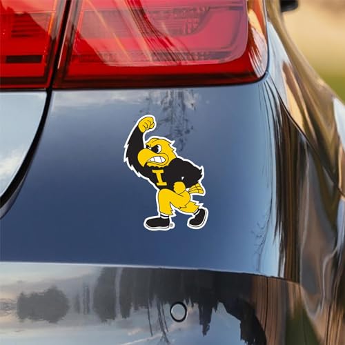 Image of Nudge Printing University of Iowa Haweyes Fighting Herky Mascot Weatherproof Vinyl Sticker Car Decal from