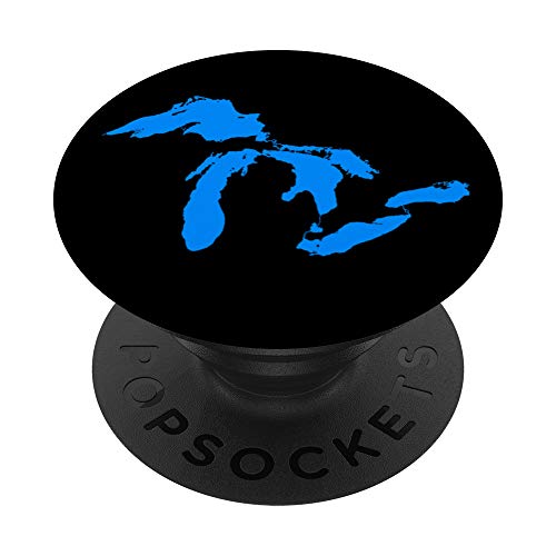 State of Michigan Great Lakes Water Map PopSockets PopGrip: Agarre intercambiable para Teléfonos y Tabletas