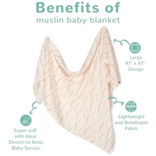 Image of HECCEI Muslin Baby Swaddle Blanket Bamboo Cotton 47 x 47 Inches | Soft Breathable Receiving Blanket Swaddles for Newborn Registry Gift for Baby Showers