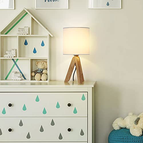 Small Table Lamp Set Of 2, Cute Desk Lamp Nightstand Lamp With White Fabric Shade Tripod Base For Kids Room, Office, Study Room, Bedroom, Dorm Room #TOP6