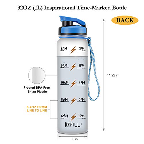 LEADO 32oz 1Liter Motivational Water Bottle w/Time Marker - Aguamenti, HP Merchandise - Funny Mothers Day, Potterhead Birthday Gifts for Women, Men, Friends, Mom, Daughters, Sister, Wife, Dad, Husband