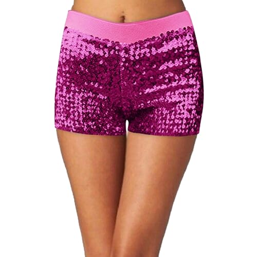 Lanunlly Pantalones Cortos para Mujer Lentejuelas Pantalones Cortos Brillo Pantalon Corto con Purpurina Calientes Shorts Brillante Cintura Alta Conciertos Festival Noche Fiesta