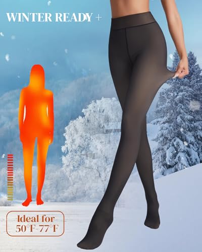 Image of leg elegant Fleece Lined Tights Women Sheer Warm Pantyhose Leggings Fake Translucent Thermal Winter Thick Tights for Dresses