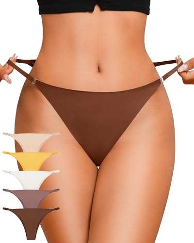 K-Cheony Seamless No Show Underwear For Women High Cut Bikini String Panties Soft Breathable Briefs 5 Pack cover