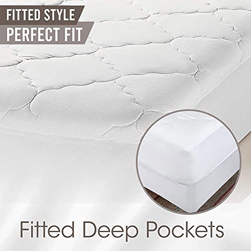 Micropuff Mattress Pad Full Size Bed - Fitted Quilted Mattress Pad Cover, Soft Plush Fiber Fill, Deep Pockets Stretches Up To 15" Full/Double Size (54X75) Fits A Futon Mattress #TOP5
