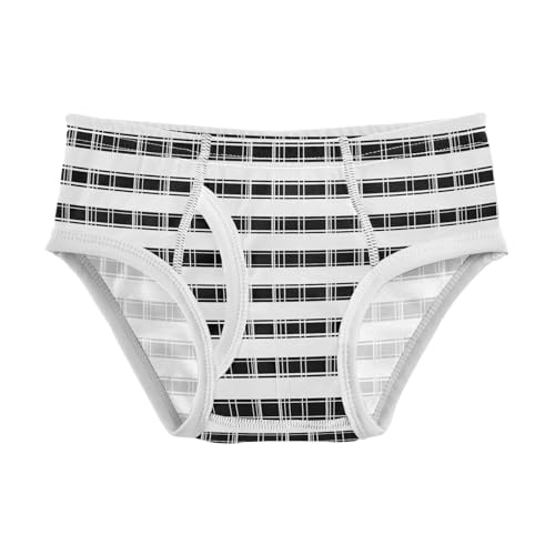 visesunny Boys Potty Training Underwear Black White Plaid Vertical Stripe Breathe Cotton Briefs Size 2T-8Y for Toddler