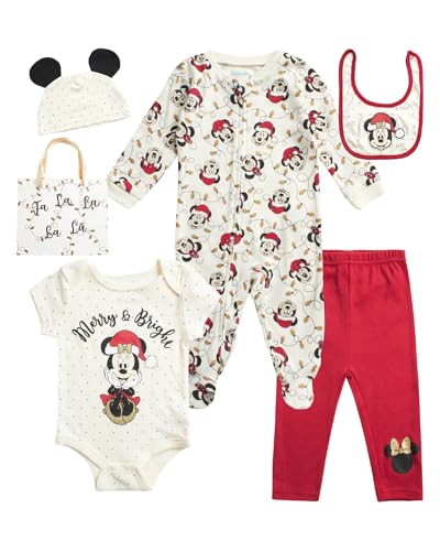 Image of Disney Newborn Baby Boys Girls 7 Piece Layette Gift Set: Mickey Mouse, Winnie the Pooh & Minnie Mouse, 0-6M