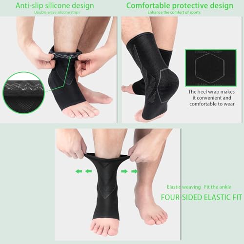 Image of Ankle Brace for Women & Men - Compression Sleeve Support for Sprains, Plantar Fasciitis, Achilles Pain - Breathable Foot Wrap for Sports, Running, Injury Recovery (red, L)