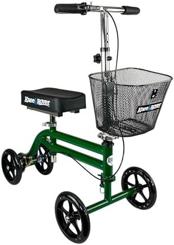 KneeRover Steerable Knee Scooter Knee Walker for Adults for Foot Surgery, Broken Ankle, Foot Injuries - Foldable Knee Rover Scooter for Broken Foot Injured Leg Crutch Alternative with Basket Green