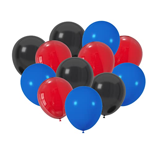 100 Pcs 12 Inch Red Royal Blue Black Latex Balloons Decoration, Birthday Wedding Baby Shower Party Balloons Decoration(Red Blue Black)