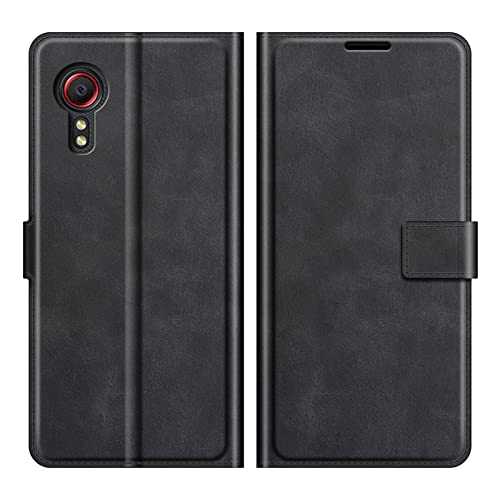 Custodia per Samsung Xcover 5 PU Pelle Wallet Protettivo Cellulare Flip Cover per Samsung Galaxy Xcover 5 G525F a Portafoglio Telefono con Magnetica (Black)
