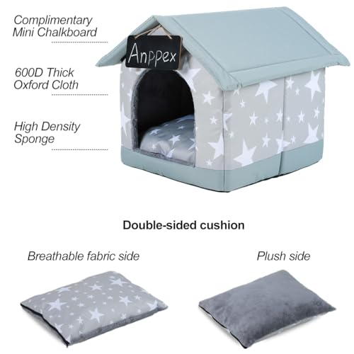 ANPPEX Small Dog House Indoor,M Size Indoor Dog House for Small Dogs and Cats,Covered Dog Bed with Cushion,Grey - Image 6