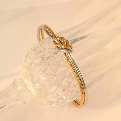 Cable Bracelets for Women Gold Knot Bracelets Two Tone Bracelets for Women Mixed Metal Bracelet Designer Dupes Gold and Silver Bracelet Dainty Gold Bracelet2