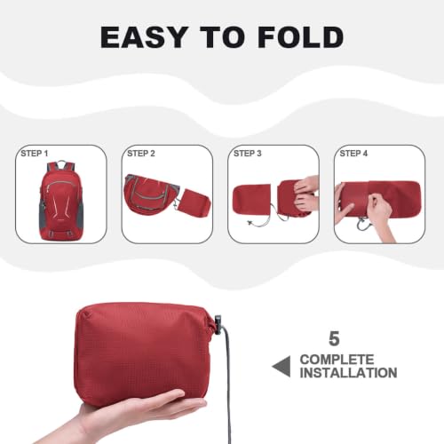 Image of MIYCOO Backpack - Ultra Lightweight Packable Backpack for Travel Camping, Hiking Back Pack Waterproof Foldable Daypack for Men Women Red
