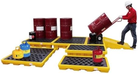 Modular Spill Containment Platforms - Durable, Leak-Proof Industrial Safety Solutions for Hazardous Material Management & Environmental Protection, Yellow, 33.5x33.5x5.5cm
