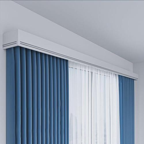 Premium 7ft Aluminum Alloy Dual Track Mount for Curtains, Wall-Mounted Valance Box with Screws, Decorative Curtain Rails & Pelmet Panel for Home Décor