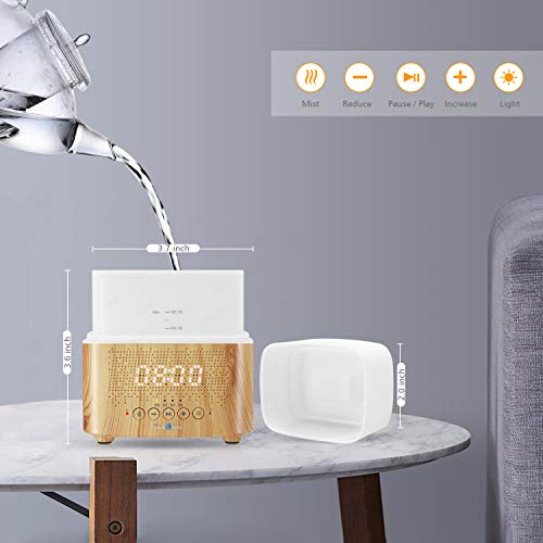 Alarm Clock Essential Oil Diffuser, Aromatherapy Diffuser With Bluetooth Speaker,Daroma 300Ml Scent Mist Fragrance Ultrasonic Room Humidifier,7 Color Mood Lights Home Office Gift Night Lamp,Light #TOP5