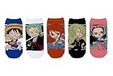 One Piece Lowcut Socks (5 Pair) - Straw Hat Crew - Fits Ladies Shoe Size 4-10