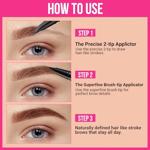 iMethod Curved Eyebrow Pen - 2-in-1 Dual-Ended Eyebrow Pencil with Curved Tip and Precise Brush-Tip, Microblading Pen for Natural Hair-Like Brows, Long Lasting, Light Brown